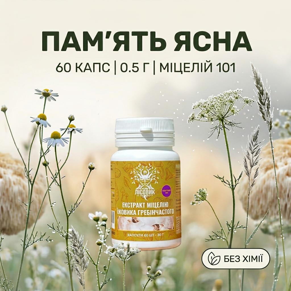 Їжовик гребінчастий Екстракт міцелію Лісовик