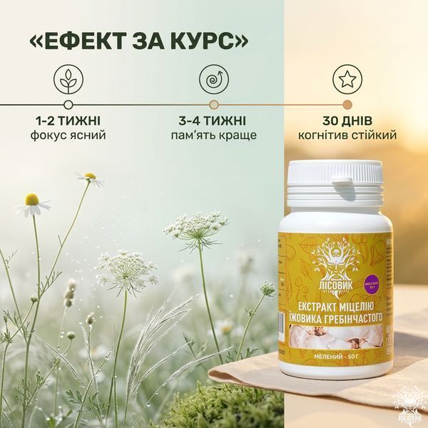 Екстракт міцелію Їжовика гребінчастого, мелений 50 г Мікродозинг фото