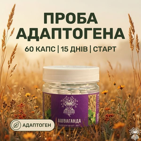 Ашваганда у капсулах 60 шт по 0,5 г Мікродозинг фото