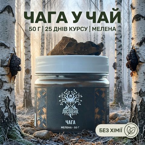 Чага березовая, молотая 50г натуральная добавка Микродозинг фото
