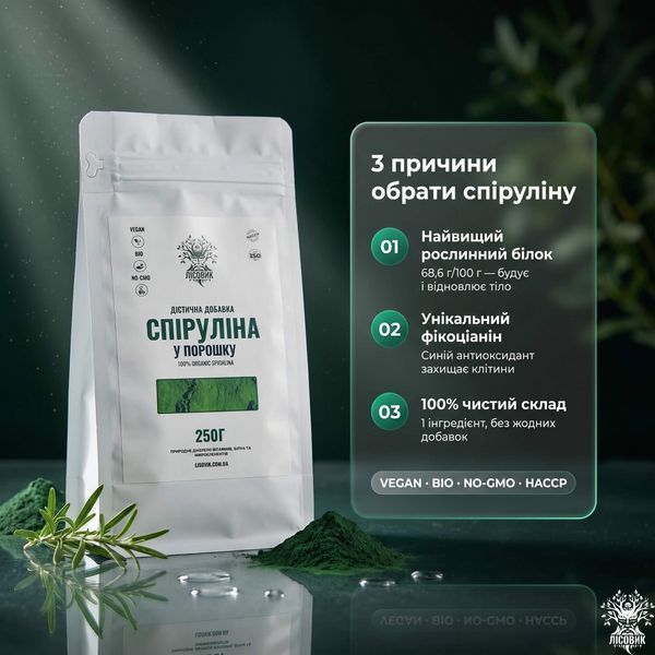 Спіруліна у порошку 250 г Мікродозинг фото
