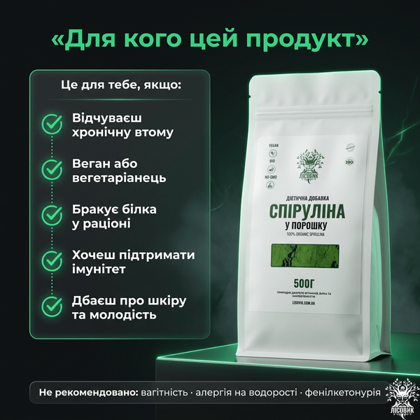 Спіруліна у порошку 500 г Мікродозинг фото