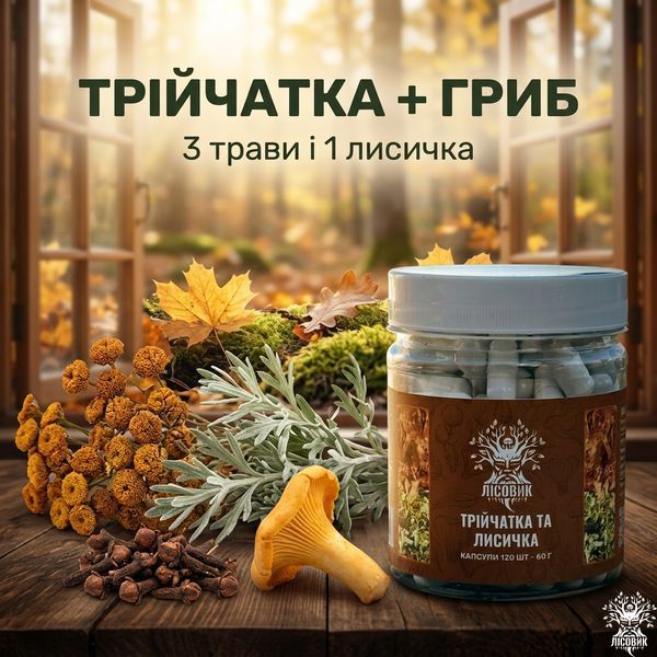 Трійчатка з лисичкою протипаразитна в капсулах 120 шт по 0,5 г Мікродозинг фото