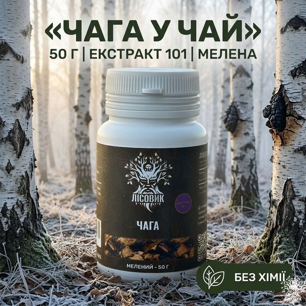 Чага березова, екстракт 10:1, мелений 50 г Мікродозинг фото