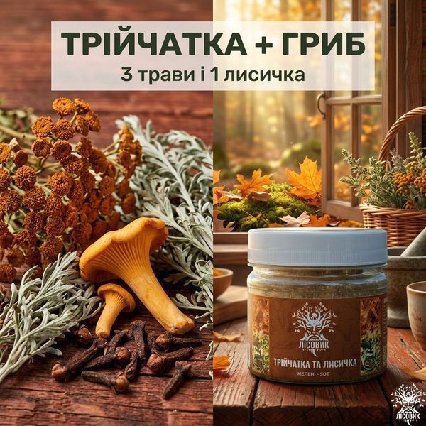 Трійчатка з лисичками антипаразитна, мелена 50 г Мікродозинг фото