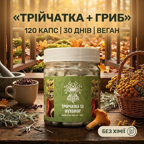 Трійчатка з червоним мухомором у капсулах 120 шт по 0,5 г Мікродозинг фото