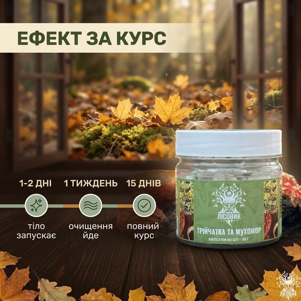 Трійчатка з червоним мухомором у капсулах 60 шт по 0,5 г Мікродозинг фото