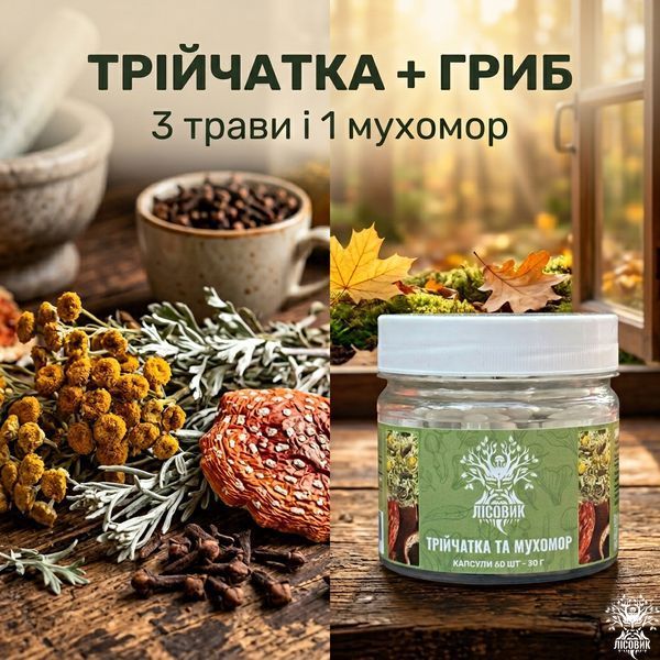 Трійчатка з червоним мухомором у капсулах 60 шт по 0,5 г Мікродозинг фото