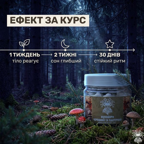 Мікс мухомора червоного та пантерного у капсулах 60 шт по 0,5 г Мікродозинг фото
