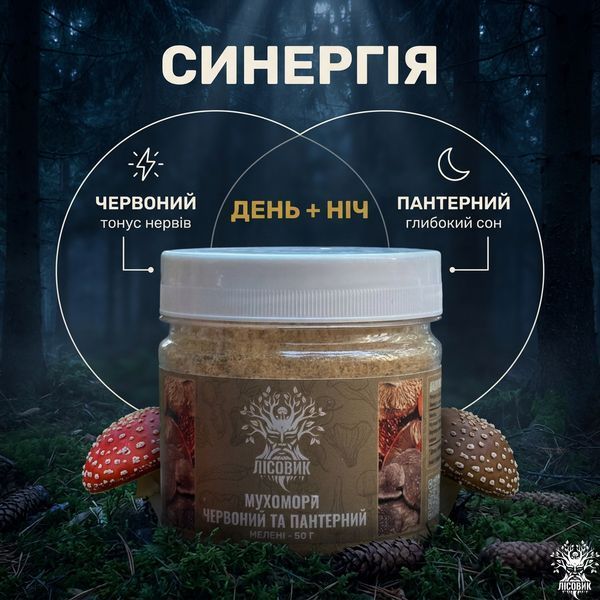 Мікс мухомора пантерного та червоного, мелений 50 г Мікродозинг фото