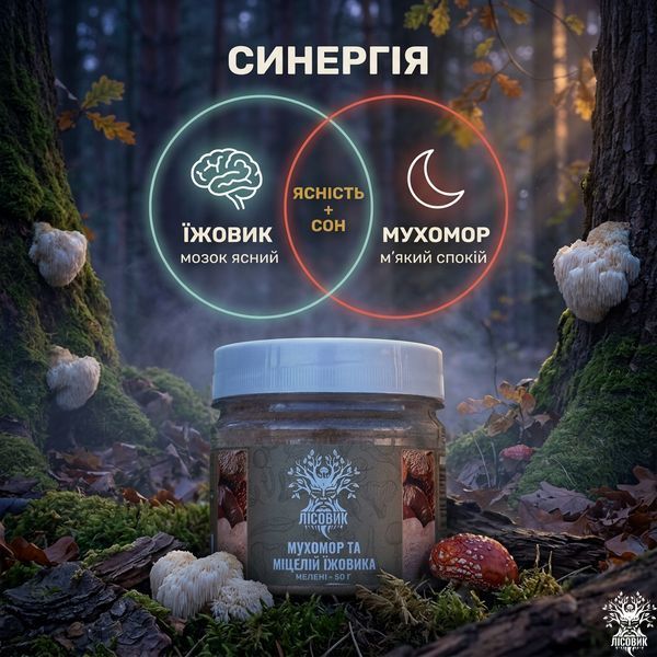 Микс мицелия Ежовика с красным мухомором, молотый 50 г Микродозинг фото