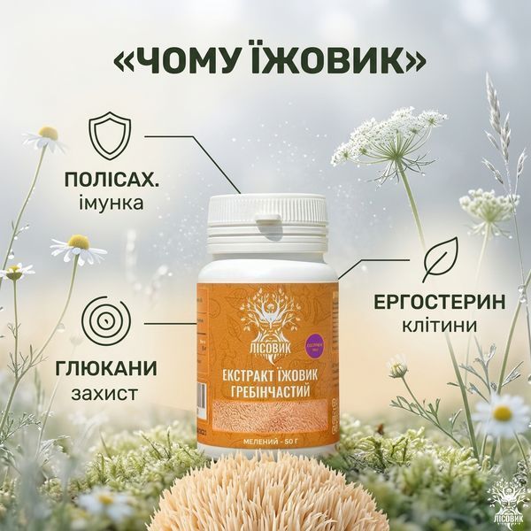 Екстракт Їжовика гребінчастого, мелений 50 г Мікродозинг фото